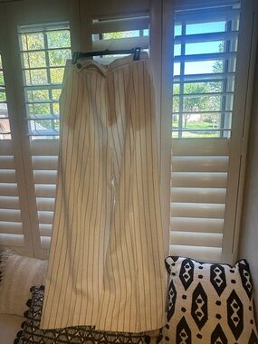 Zara white with Black Pinstripe Trousers